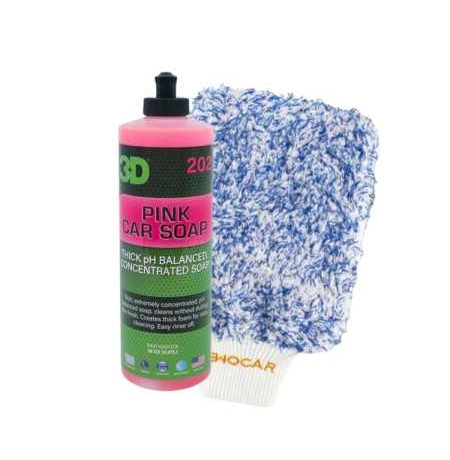3D Pink Car Soap šampūnas + Ewocar Wash Mitt Plovimo pirštinė