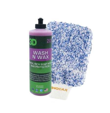 3D Wash N Wax šampūnas + Ewocar Wash Mitt Plovimo pirštinė
